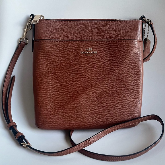 Coach Handbags - Coach Crossbody Pebbled Leather Bag Purse Camel Brown